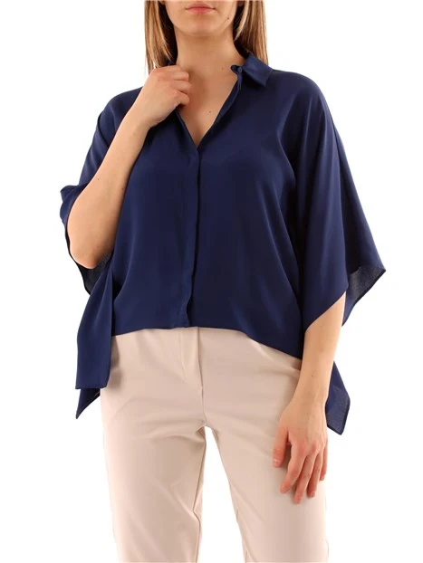 CAMICIA AMPIA IN CREPE MISTO SETA DONNA BLU