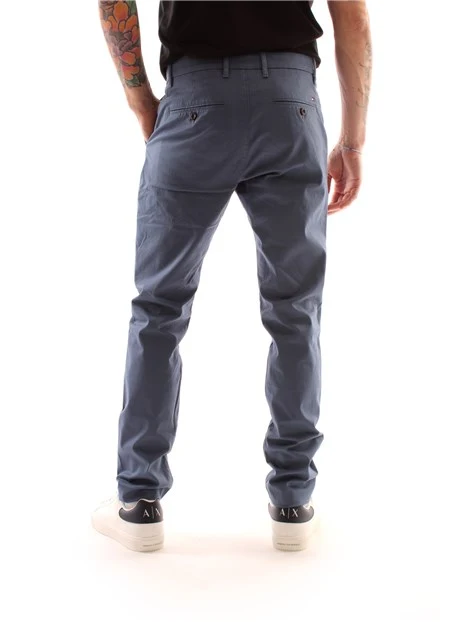 PANTALONI CHINO SLIM FIT CON LOGO RICAMATO UOMO BLU