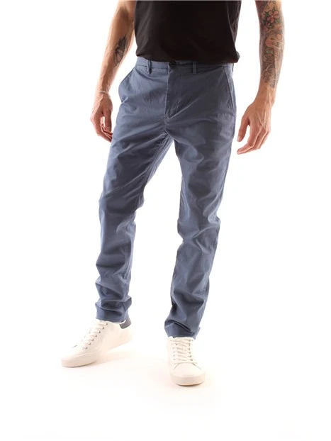 PANTALONI CHINO SLIM FIT CON LOGO RICAMATO UOMO BLU