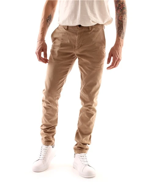 PANTALONI SLIM FIT CON LOGO SUL RETRO UOMO BEIGE