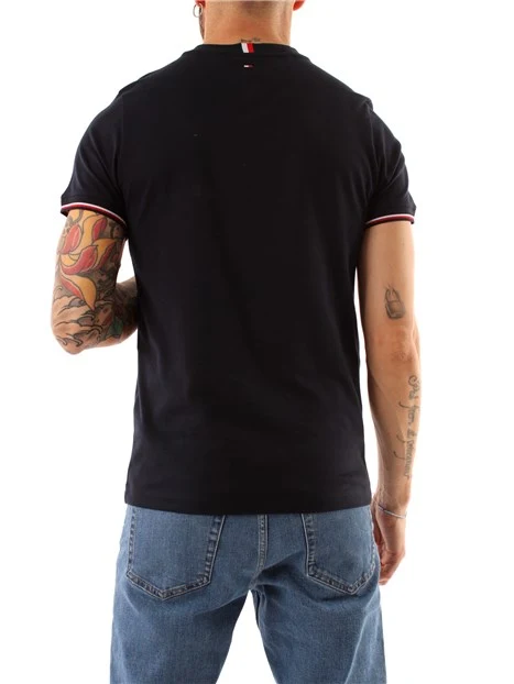 T-SHIRT A MANICHE CORTE CON DETTAGLI LOGO UOMO BLU