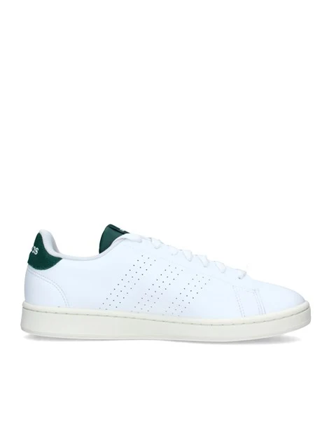 SNEAKERS BASSE ADVANTAGE CON BANDE TRAFORATE E INSERTI VERDI UOMO BIANCO