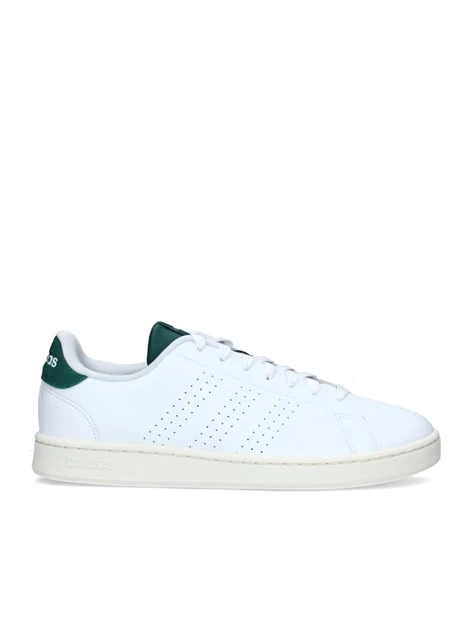 SNEAKERS BASSE ADVANTAGE CON BANDE TRAFORATE E INSERTI VERDI UOMO BIANCO