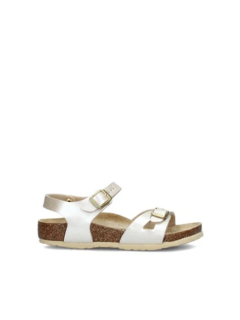 SANDALI BASSI RIO CON SOLETTA IN PELLE BAMBINA BIANCO PERLATO