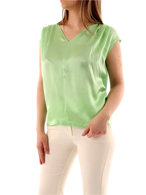 BLUSA CON SCOLLO A V DONNA VERDE ACQUA