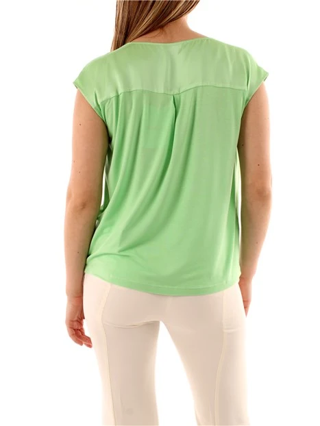 BLUSA CON SCOLLO A V DONNA VERDE ACQUA