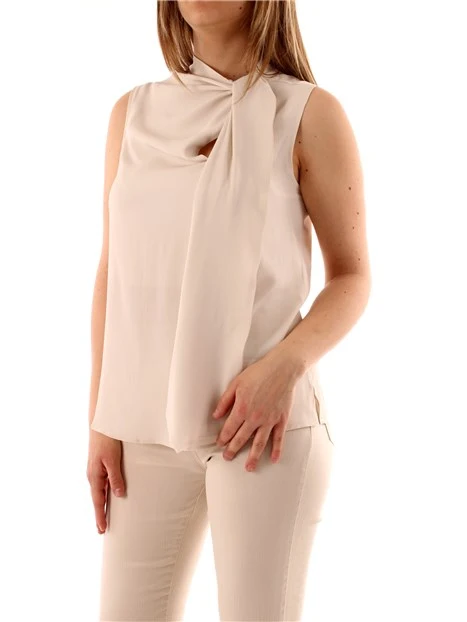 TOP CON FIOCCO DONNA BIANCO GESSO