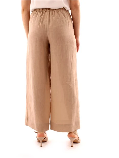 PANTALONI PALAZZO IN LINO DONNA BEIGE