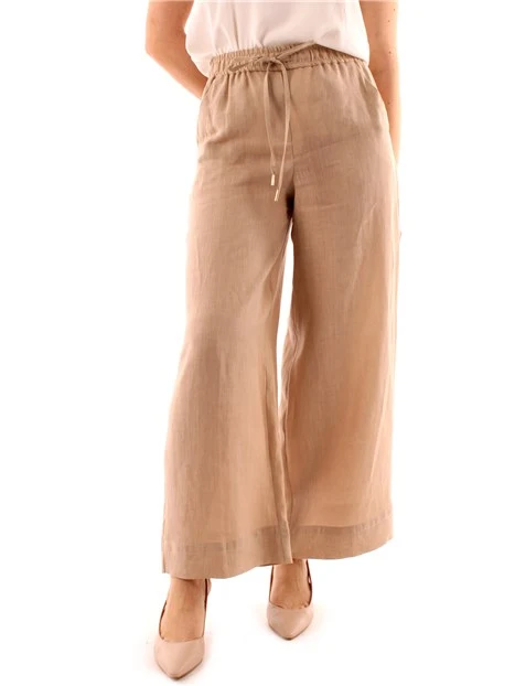 PANTALONI PALAZZO IN LINO DONNA BEIGE