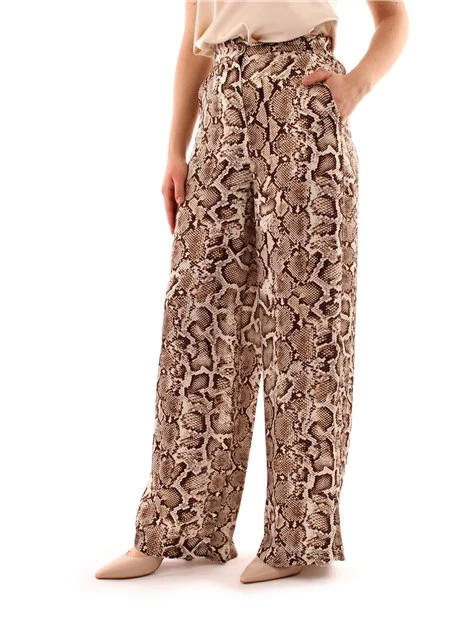 PANTALONI PALAZZO A FANTASIA PITONATA BEIGE