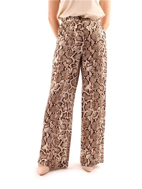 PANTALONI PALAZZO A FANTASIA PITONATA BEIGE