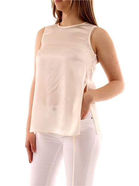 TOP IN RASO MISTO SETA DONNA BIANCO