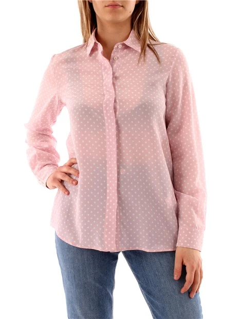 CAMICIA A POIS IN CREPE DI SETA DONNA ROSA