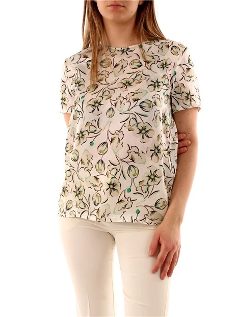 BLUSA IN SETA FLOREALE DONNA BIANCO