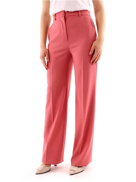 PANTALONI PALAZZO IN CREPE DI LANA DONNA ROSA SCURO