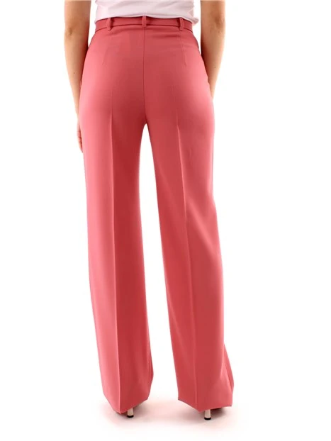 PANTALONI PALAZZO IN CREPE DI LANA DONNA ROSA SCURO