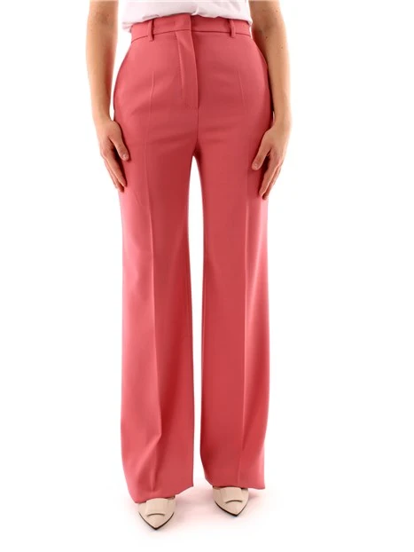 PANTALONI PALAZZO IN CREPE DI LANA DONNA ROSA SCURO