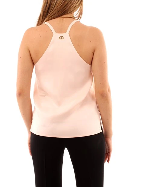 TOP CON SPALLINE IN RASO DONNA ROSA