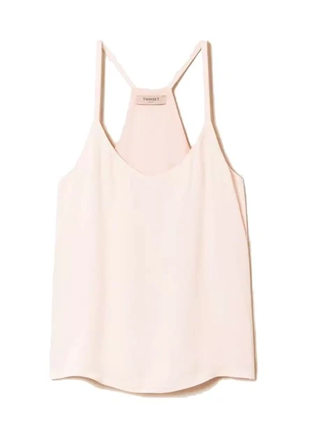 TOP CON SPALLINE IN RASO DONNA ROSA