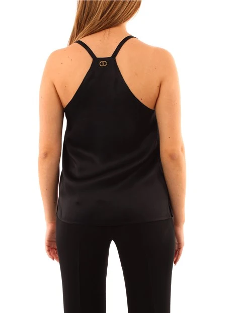 TOP CON SPALLINE IN RASO DONNA NERO