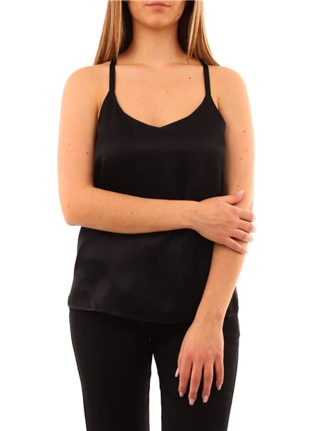 TOP CON SPALLINE IN RASO DONNA NERO