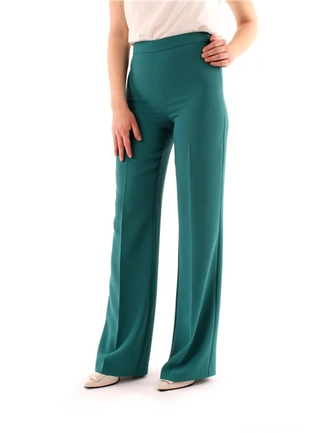 PANTALONI A ZAMPA IN CREPE DONNA VERDE