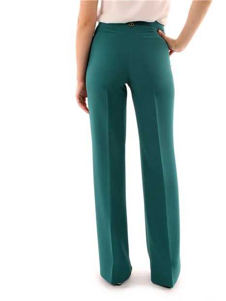 PANTALONI A ZAMPA IN CREPE DONNA VERDE