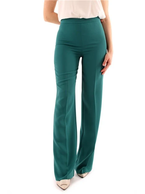 PANTALONI A ZAMPA IN CREPE DONNA VERDE