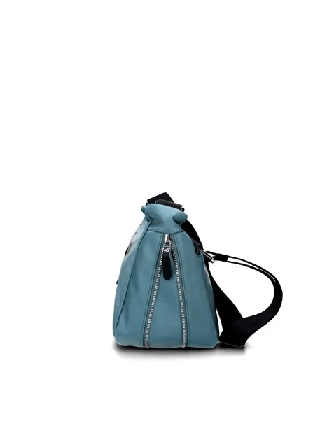 BORSA A SPALLA HUNTER BICOLORE A MEZZALUNA DONNA CELESTE BLU