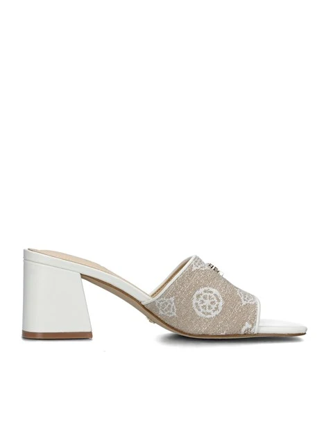 CIABATTE GAIDE CON TACCO E TRAMA PEONY LOGO 4G DONNA BIANCO BEIGE