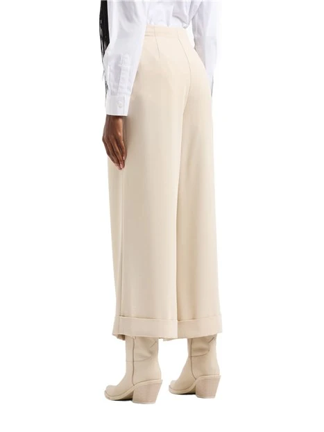 PANTALONI CROPPED PALAZZO CON RISVOLTO DONNA BEIGE