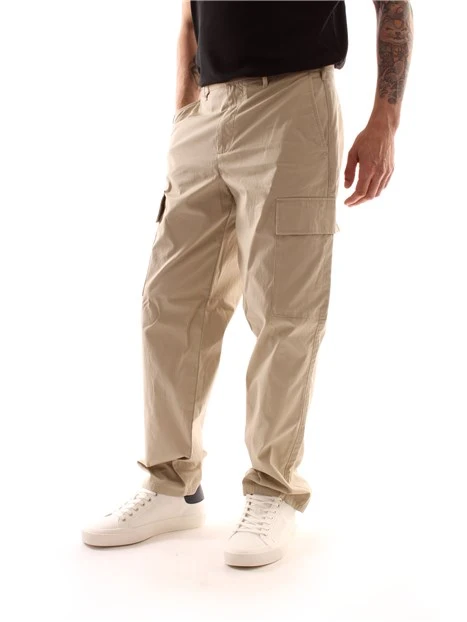 PANTALONI CARGO IN PURO COTONE UOMO BEIGE