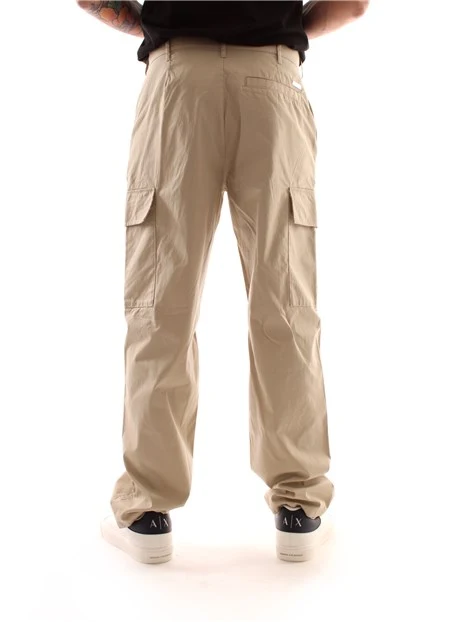 PANTALONI CARGO IN PURO COTONE UOMO BEIGE