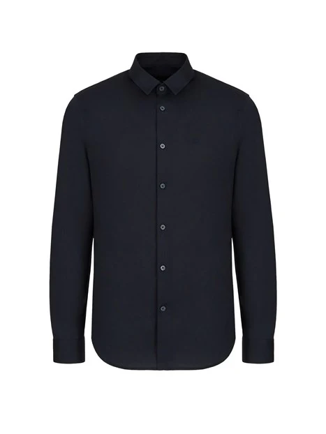 CAMICIA IN POPELINE DI COTONE UOMO BLU NAVY