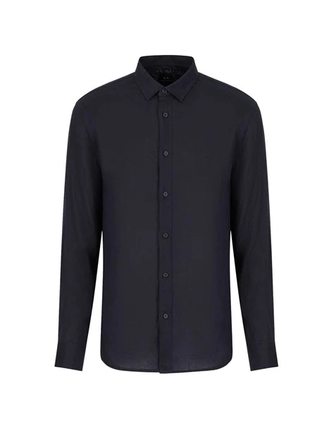 CAMICIA CASUAL IN LINO UOMO BLU NAVY