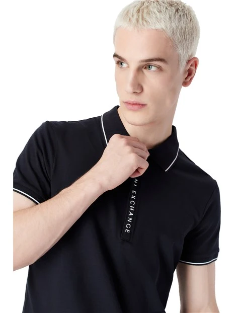 POLO MANICA CORTA IN MAGLIA DI COTONE CON LOGO UOMO BLU