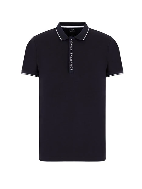 POLO MANICA CORTA IN MAGLIA DI COTONE CON LOGO UOMO BLU