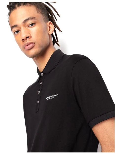 POLO MANICA CORTA IN MAGLIA DI COTONE CON LOGO STAMPATO UOMO NERO