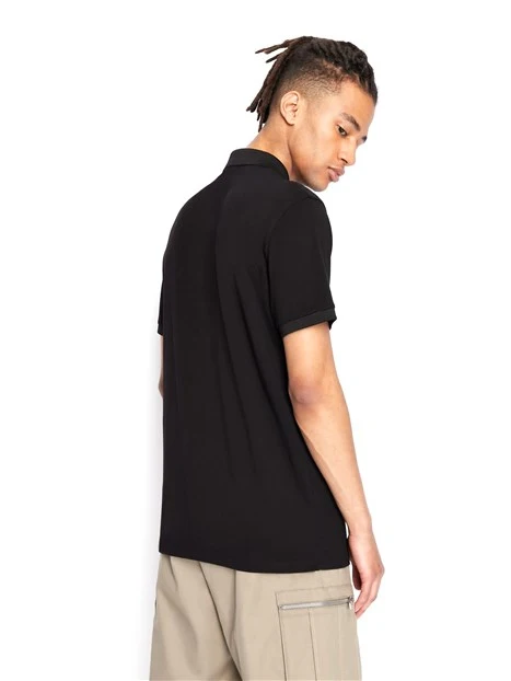 POLO MANICA CORTA IN MAGLIA DI COTONE CON LOGO STAMPATO UOMO NERO