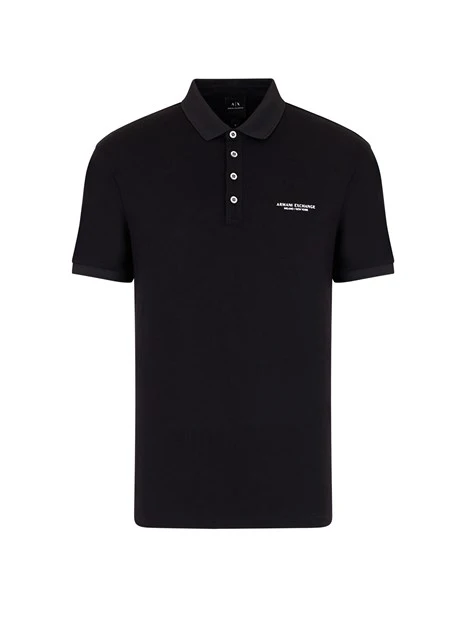 POLO MANICA CORTA IN MAGLIA DI COTONE CON LOGO STAMPATO UOMO NERO