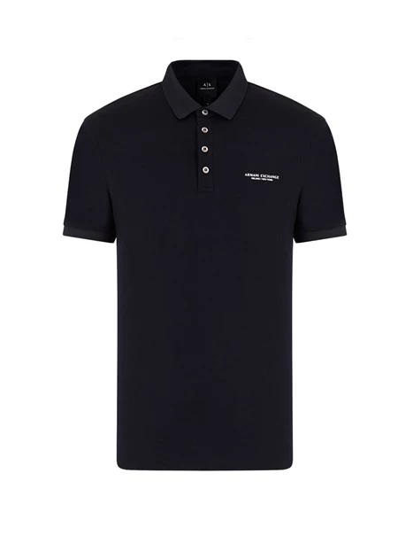 POLO MANICA CORTA IN MAGLIA DI COTONE CON LOGO STAMPATO UOMO BLU