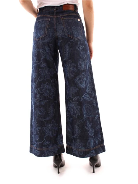 JEANS PALAZZO A FIORI DONNA BLU