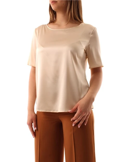 BLUSA IN SETA CON SCOLLO A BARCHETTA DONNA BIANCO