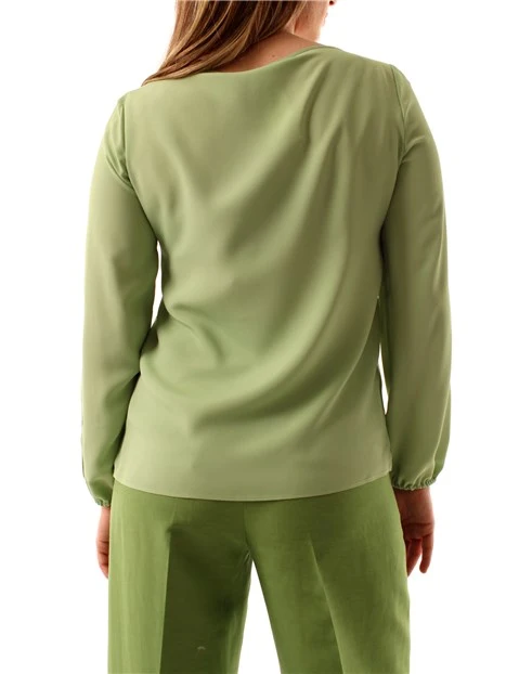 BLUSA IN CRÊPE DE CHINE DI PURA SETA DONNA VERDE