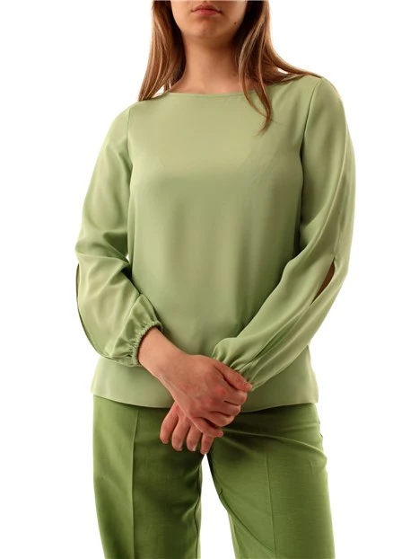 BLUSA IN CRÊPE DE CHINE DI PURA SETA DONNA VERDE