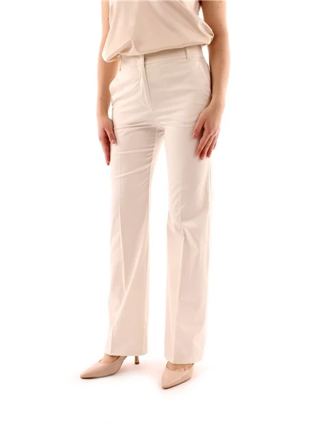 PANTALONI A SIGARETTA IN RASO DI COTONE DONNA BIANCO