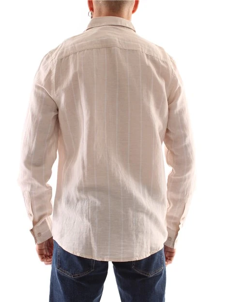 CAMICIA CASUAL A RIGHE UOMO BEIGE