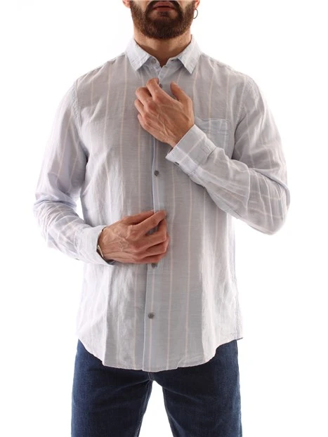 CAMICIA CASUAL A RIGHE UOMO CELESTE