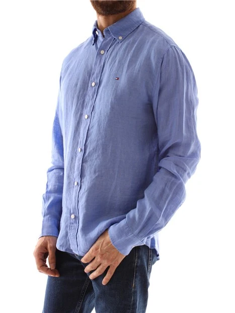 CAMICIA CASUAL IN PURO LINO UOMO AZZURRO