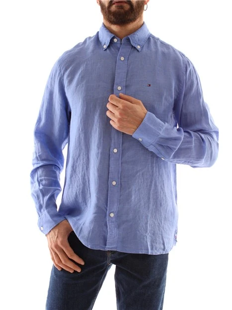 CAMICIA CASUAL IN PURO LINO UOMO AZZURRO